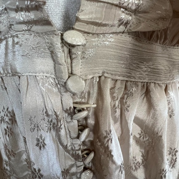 Free People Cha Cha Maxi Dress Womens Large Floral Ruffle Tiered Champagne - Picture 5 of 12